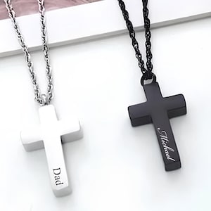 Collar de urna con cruz personalizado, joyería de cremación para mujeres, recuerdo de cenizas humanas, recuerdo de pelo de perro y gato, recuerdo de mascota, impermeable, grabado personalizado