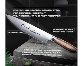 Personalized CHEF KNIFE Kitchen Knives Cooking Housewarming Birthday Gift for Her Him Mom Dad Men Women Wedding Fathers Day Custom Engraved