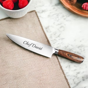 Personalized CHEF KNIFE Chefs Knives Knife Kitchen Cooking Custom Engraved Fathers Day Gift for Her Him Dad Grandpa Men Women Mom Wedding