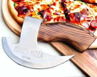 Personalized PIZZA AXE CUTTER Wheel Rocker Peel Custom Engraved Cooking Kitchen Home Gifts for Him Dad Men Boyfriend Gift for Women Mom Her