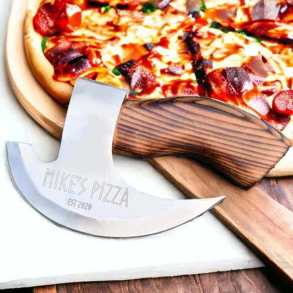 Personalized PIZZA AXE CUTTER Wheel Rocker Peel Custom Engraved Cooking Kitchen Home Gifts for Him Dad Men Boyfriend Gift for Women Mom Her