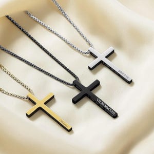 Personalized CROSS NECKLACE Men Women Unique Pendant Confirmation Catholic Christian Birthday Gift for Him Her Mom Dad Custom Easter Gift