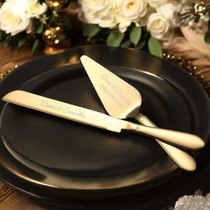 Personalized Wedding CAKE CUTTING SET Gold Silver Cutter Server Knife Bridal Anniversary Gift for Her Bridal Shower Engagement Custom