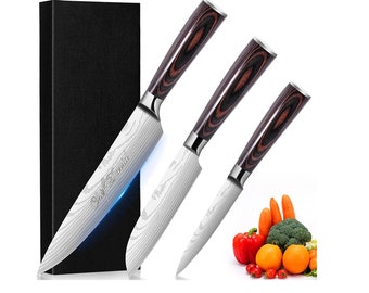 Personalized CHEF KNIVE SET Custom Engraved Chefs Knife Home Housewarming Gifts for Mom Her Women Him Dad Men Kitchen Cooking Mothers Day