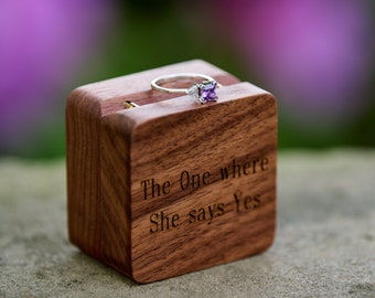 Personalized RING BOX Holder Bearer Jewelry Engagement Proposal Boxes Wedding Walnut Wood Mom Gift for Her Wife Custom Engraved Boyfriend