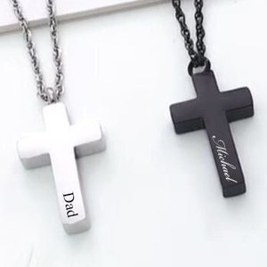 Personalized CROSS CREMATION JEWELRY Urn Ashes Necklace Keepsake Custom Engraved Pet Memorial Human Urns Women Dog Cat Necklaces Pendants