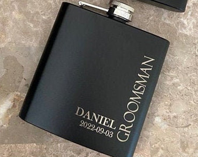 Personalized FLASK for Men FUNNEL Set Custom Engraved Groomsmen Fathers Day Gifts for Dad Him Boyfriend Groomsman Bachelor Father Birthday