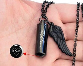 Personalized CREMATION URN WING Necklace Ashes Jewelry Keepsake Custom Engraved Pet Memorial Human Urns Women Necklaces Pendants