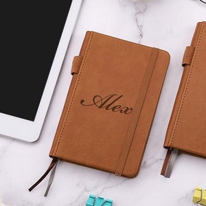 Personalized LEATHER POCKET NOTEBOOK Journal Organizer Notepad Notebook Groomsmen Gift for Him Dad Men Her Mom Birthday Custom Engraved