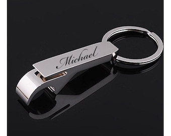 Personalized CHROME Keychain Bottle Opener Custom Engraved USA Shell Casing Groomsmen Wedding Gifts for Him Men Dad Her Mom Women Party Cool