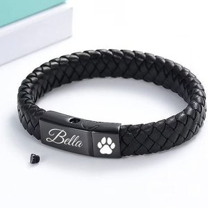 Personalized URN BRACELET Cremation Jewelry for Men Women Human Ashes Keepsake Dog Cat Hair Pet Memorial Sympathy Waterproof Custom Engraved
