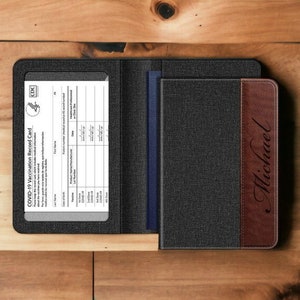 Personalized PASSPORT HOLDER Cover Leather Accessories Travel Case Wallet Vaccination Gift for Him Dad Men Gift Birthday Custom Engraved