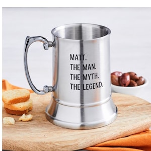 Personalized MUG STEIN TANKARD Mugs Groomsmen Gift for Him Dad Men Husband Wedding Bachelor 16 oz Birthday Boyfriend Custom Engraved