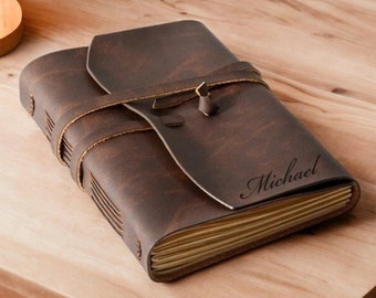 Personalized LEATHER JOURNAL for Men Notebook Cover Custom Engraved Graduation Teacher Groomsmen Gifts for Dad Him Boyfriend Women Her Mom