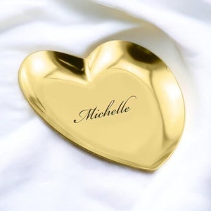 Personalized JEWELRY TRAY Ring Dish Heart Cute Plate Rings Keys Rose Gold Pink Silver Bridesmaid Gift for Her Mom Women Custom Engraved