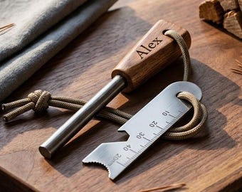 Personalized FIRE STARTER Steel Ferro Rod Camping Fishing Hunting Outdoor Groomsmen Birthday Gift for Him Dad Men Boyfriend Custom Engraved