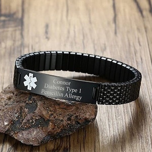 Personalized MEDICAL ID BRACELET Alert Jewelry Parents Gift for Mom Grandma Women Emergency Contact Birthday Boyfriend Custom Engraved Name