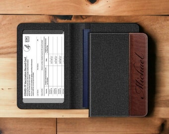 Personalized PASSPORT HOLDER Cover Leather Accessories Travel Case Wallet Vaccination Birthday Gift for Him Dad Men Gift Custom Engraved