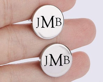 Personalized CUFFLINKS for Men Groom Cuff Links for Groomsmen Gifts for Dad Him Initials Custom Engraved Father of Bride Wedding Fathers Day