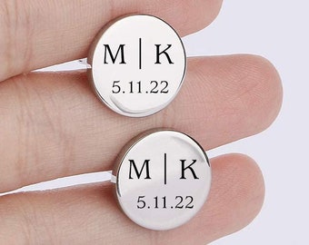 Personalized CUFFLINKS for Men Groom Cuff Links Set Custom Engraved Groomsmen Gifts Initials Him Groomsmen Gift Dad Best Man Father Bride