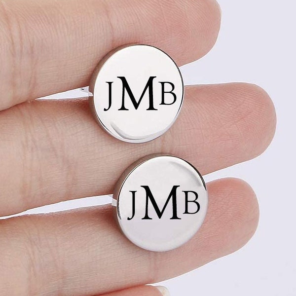 Personalized CUFFLINKS for Men Groom Cuff Links for Groomsmen Gifts for Dad Him Initials Custom Engraved Father of Bride Wedding Fathers Day