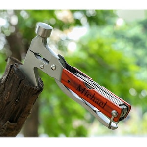 Personalized MULTITOOL AXE Hammer Custom Engraved Knife Tools Groomsmen Gifts for Dad Him Men Screwdriver Bottle Opener Birthday Fathers Day