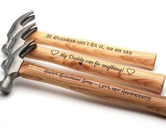 Personalized HAMMER Custom Engraved Hammers Groomsmen Gifts for Dad Him Boyfriend Gift for Men Husband Son Birthday Tool Hammers Wood