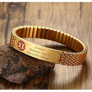 Personalized MEDICAL ID BRACELET Alert Jewelry Parents Gift for Mom Grandma Women Emergency Contact Birthday Boyfriend Custom Engraved