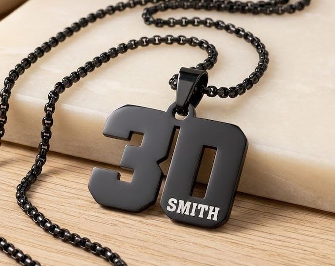 Personalized NUMBER NECKLACE for Boys Girls Youth Sports School Team Gift Football Baseball Basketball Hockey Soccer Custom Engraved