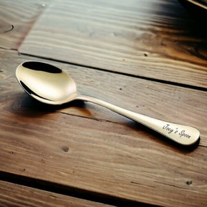 Personalized SPOON Gold Tablespoon Dinnerware Utensil Party Wedding Gift for Her Graduation Mom Kitchen Cutlery Cook Chef Custom Engraved