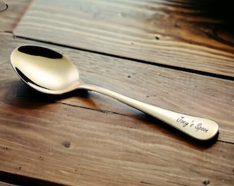 Personalized SPOON Gold Tablespoon Dinnerware Utensil Party Wedding Gift for Her Graduation Mom Kitchen Cutlery Cook Chef Custom Mothers Day