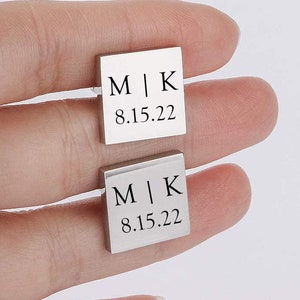 Personalized CUFFLINKS for Groom Cuff Links for Groomsmen Gift for Him Dad Men Father of Bride Wedding Silver Gold Black Custom Engraved