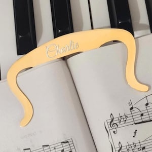 Personalized Sheet MUSIC PAGE HOLDER Bookmark Piano Teacher Groomsmen Gift for Her Dad Men Mom Saxophone Pianist Birthday Custom Engraved