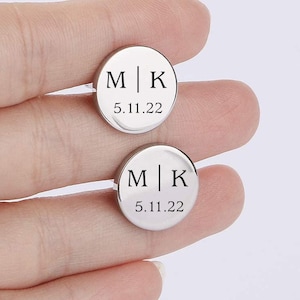 Personalized CUFFLINKS for Groom Cuff Links Groomsmen Gift for Him Dad Men Father of Bride Groom Wedding Silver Gold Black Fathers Day