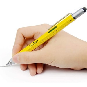 STYLO MULTIOUTIL personnalisé Stylos personnalisés Règle gravée Niveau Garçons d'honneur Cadeau fête des pères pour papa Lui Cadeau grand-père pour homme Professeur Unique
