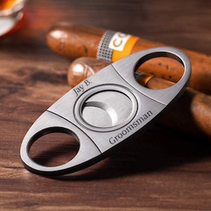 Personalized CIGAR CUTTER Cigars Accessories Groomsmen Gift for Him Dad Men Bachelor Best Man Son Grandpa Birthday Custom Engraved Christmas