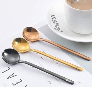 Personalized Coffee SPOON Small Espresso Utensil Dessert Teaspoon Wedding Bridesmaid Gift for Her Mom Women Home Kitchen Custom Engraved