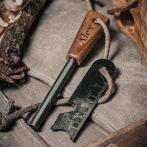 Personalized FIRE STARTER Steel Ferro Rod Camping Fishing Hunting Outdoor Groomsmen Birthday Gift for Him Dad Men Custom Engraved Boyfriend