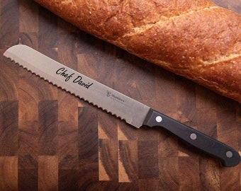 Personalized BREAD KNIFE Knive Custom Engraved Baking Kitchen Groomsmen Gifts for Dad Him Boyfriend Gift for Men Birthday for Her Women Mom