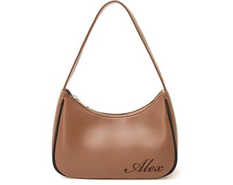 Personalized LEATHER WOMENS Handbag Hand Bag Purse Wristlet Clutch Women Bridesmaid Gift for Her Women Wedding Minimalist Custom Engraved