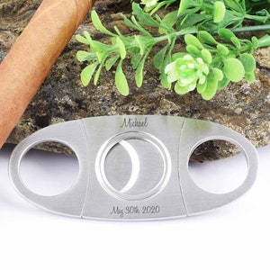 Personalized CIGAR CUTTER Cigars Accessories Groomsmen Gift for Him Dad Men Bachelor Best Man Son Grandpa Birthday Custom Engraved Christmas