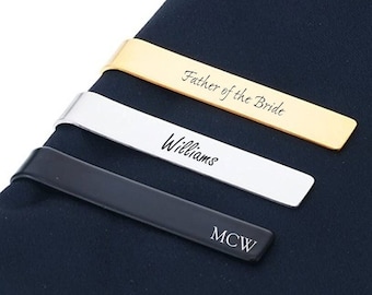 Personalized TIE CLIP for Dad Custom Engraved Bar Clasp Tieclip Groomsmen Gifts for Him Men Boyfriend Gift Groomsmen Wedding Gold Silver