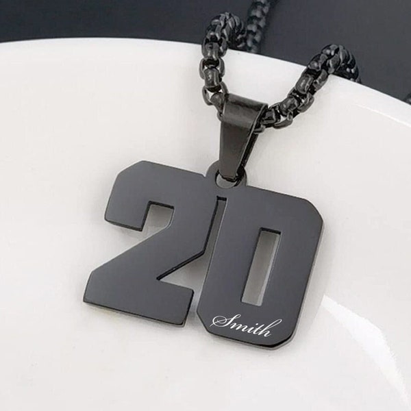 Personalized NUMBER NECKLACE for Boys Chain Numbers Girls Custom Engraved Pendant Kids Gifts Baseball Football Team Basketball Hockey Soccer