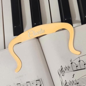 Personalized Sheet MUSIC PAGE HOLDER Bookmark Piano Teacher Gift for Her Him Mom Violin Saxophone Pianist Musician Birthday Custom Engraved
