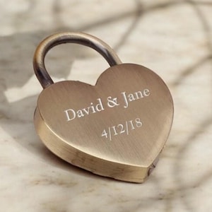 Personalized HEART LOCK Love Padlock Couples Gift for Him Dad Men Her Mom Girlfriend Husband Promise Bridge Wedding Birthday Custom Engraved