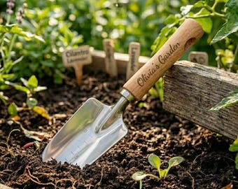 Personalized GARDENING TROWEL SHOVEL Tool Scoop Garden Birthday Gift for Her Mom Women Dad Men Wedding Outdoor Home Grandma Custom Engraved