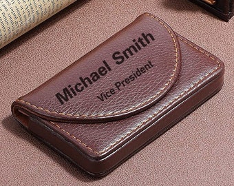 Personalized BUSINESS CARD HOLDER Custom Engraved Case Groomsmen Gifts for Dad Him Boyfriend Gift for Men Gifts for Her Office Birthday