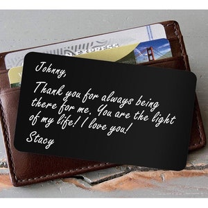 Personalized WALLET CARD Metal Business Cards Custom Engraved Groomsmen Gift for Dad Him Grandpa Gift for Men Office Desk Groom Birthday