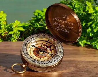 Personalized COMPASS Camping Hiking Fishing Birthday Gift for Him Dad Men Children Kids Boy Girl Confirmation Baptism Custom Engraved