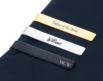 Personalized TIE CLIP for Dad Tieclip Unique Custom Engraved Groomsmen Gifts for Him Boyfriend Men Son Wedding Father of Bride Fathers Day